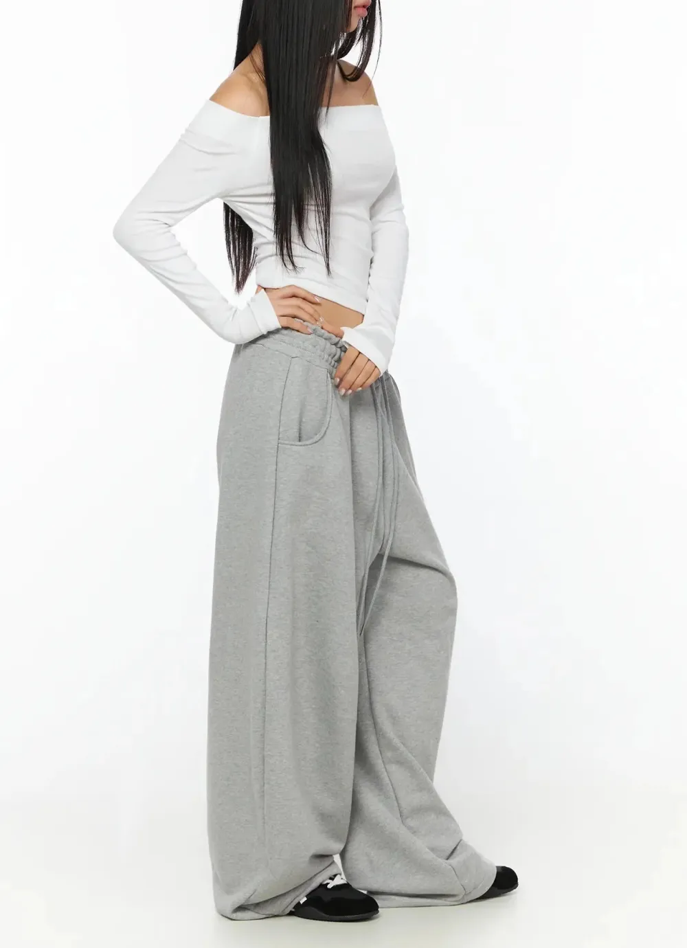 Off-The-Shoulder Thumbhole Long Sleeve Top