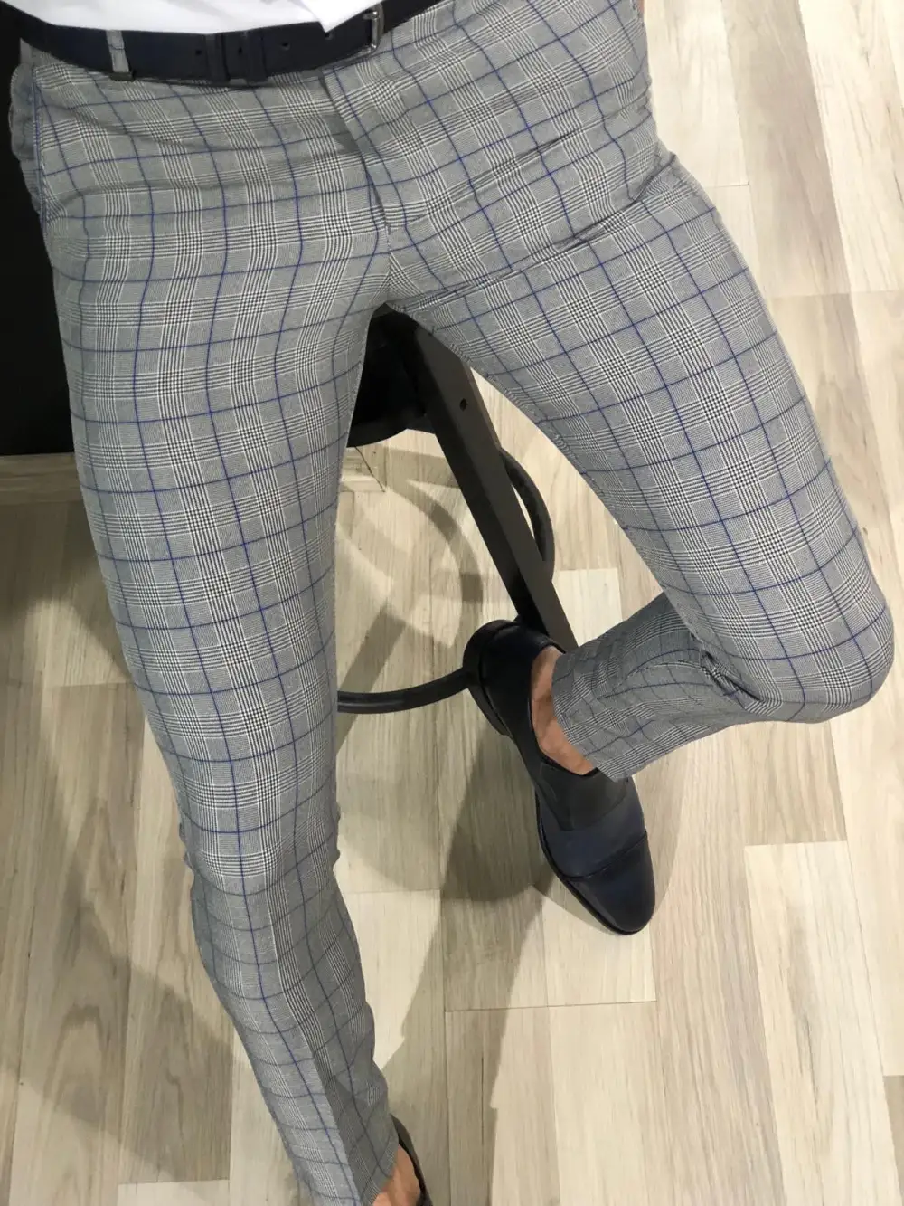 Refined Relaxed Slim Fit Plaid Tailored Trousers