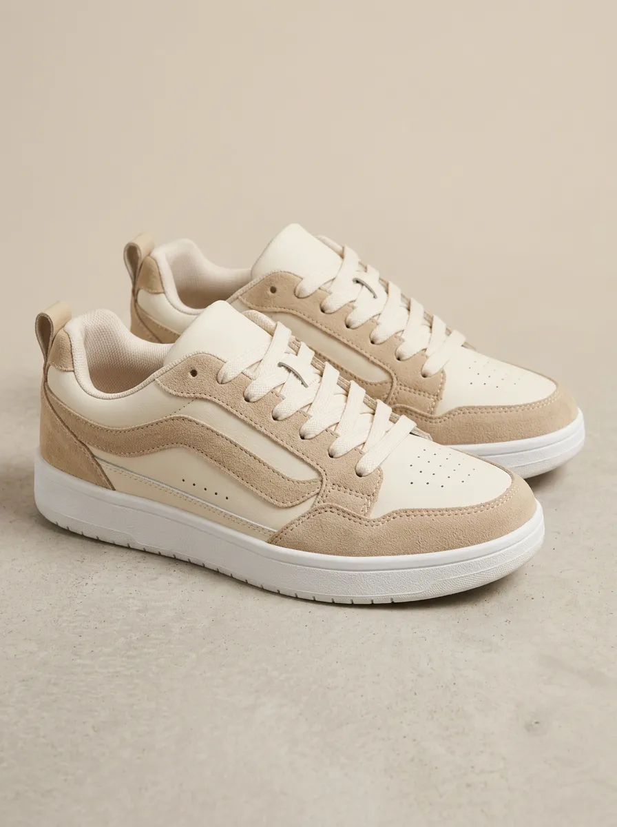 Lace-Detail Perforated Women's Low-Top Skate Sneakers