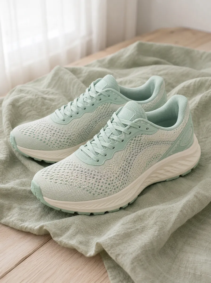 Women's Mint Green Mesh Breathable Lightweight Running Shoes
