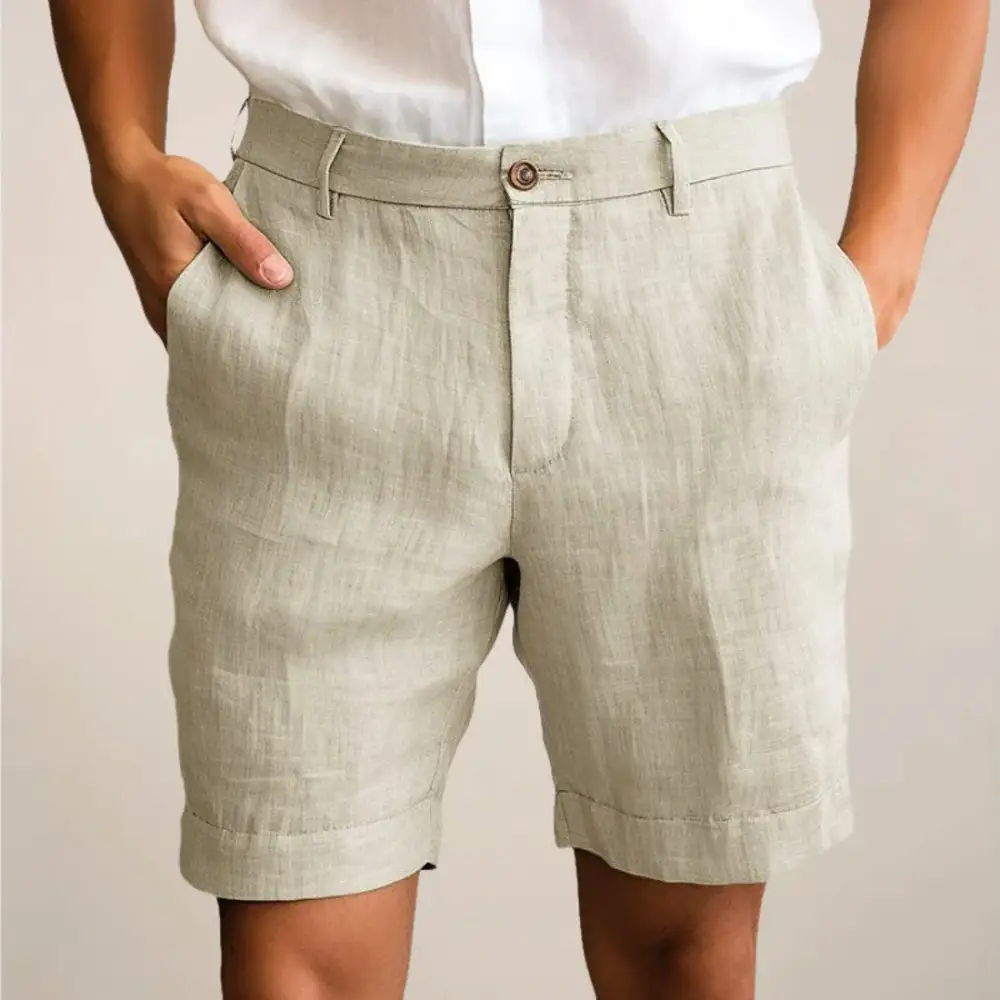 Men's Linen Blend Pleated Dress Shorts