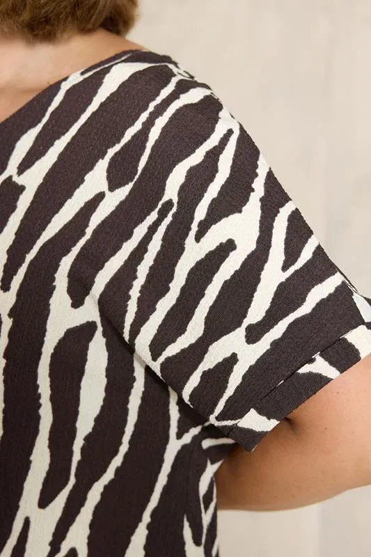 Chocolate Brown Zebra Print V-Neck Top