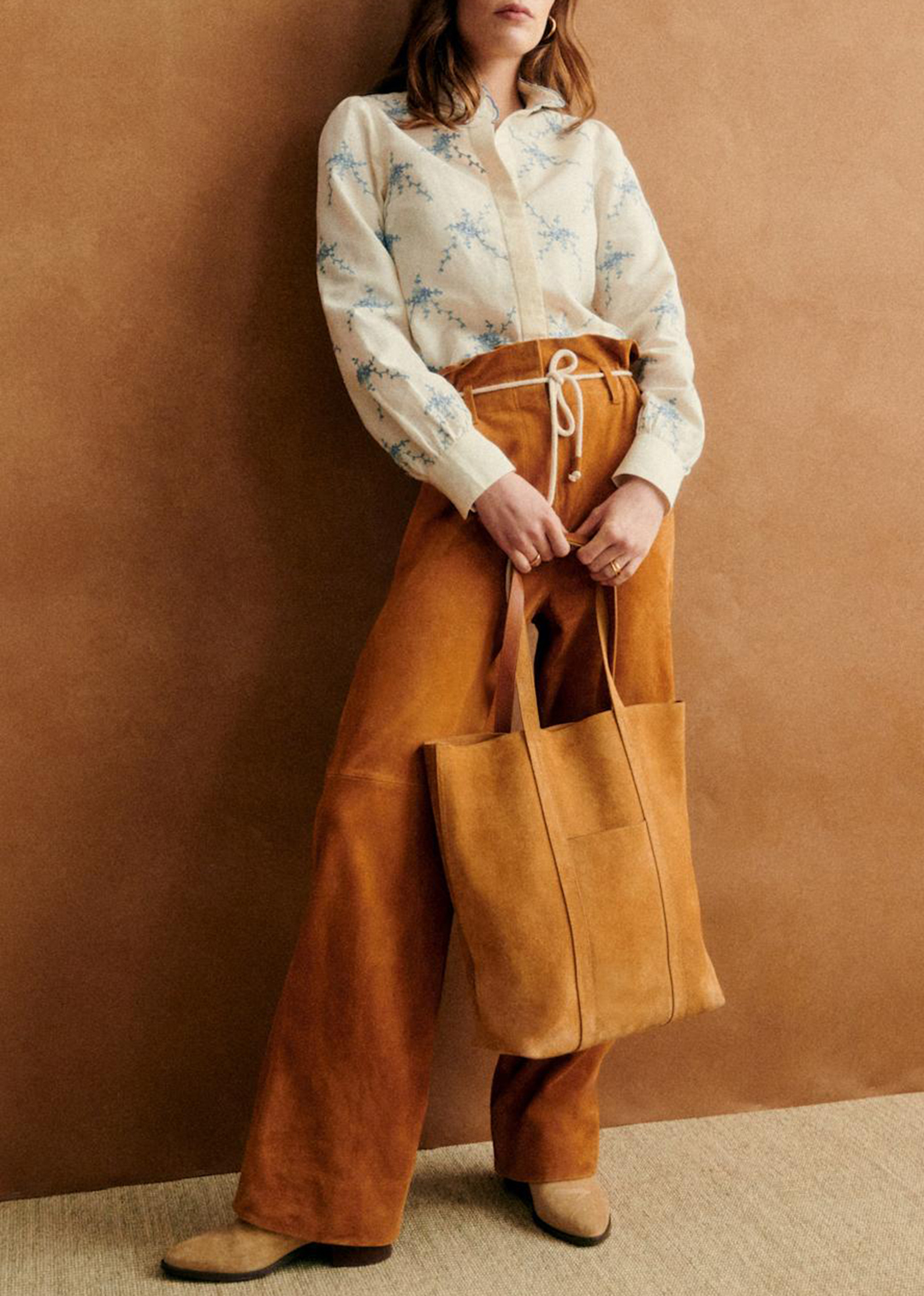 Suede Flared Trousers