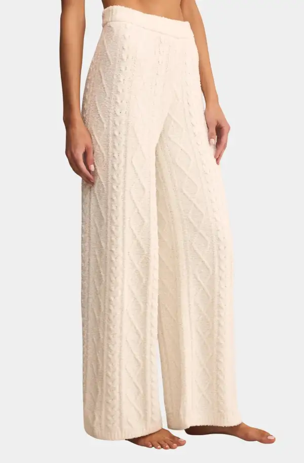 Cable Knit Elastic Waist Pants