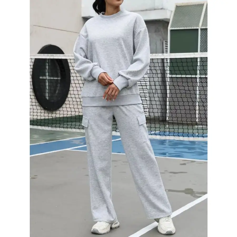 Dropped Shoulder Sweatshirt and Pants Set
