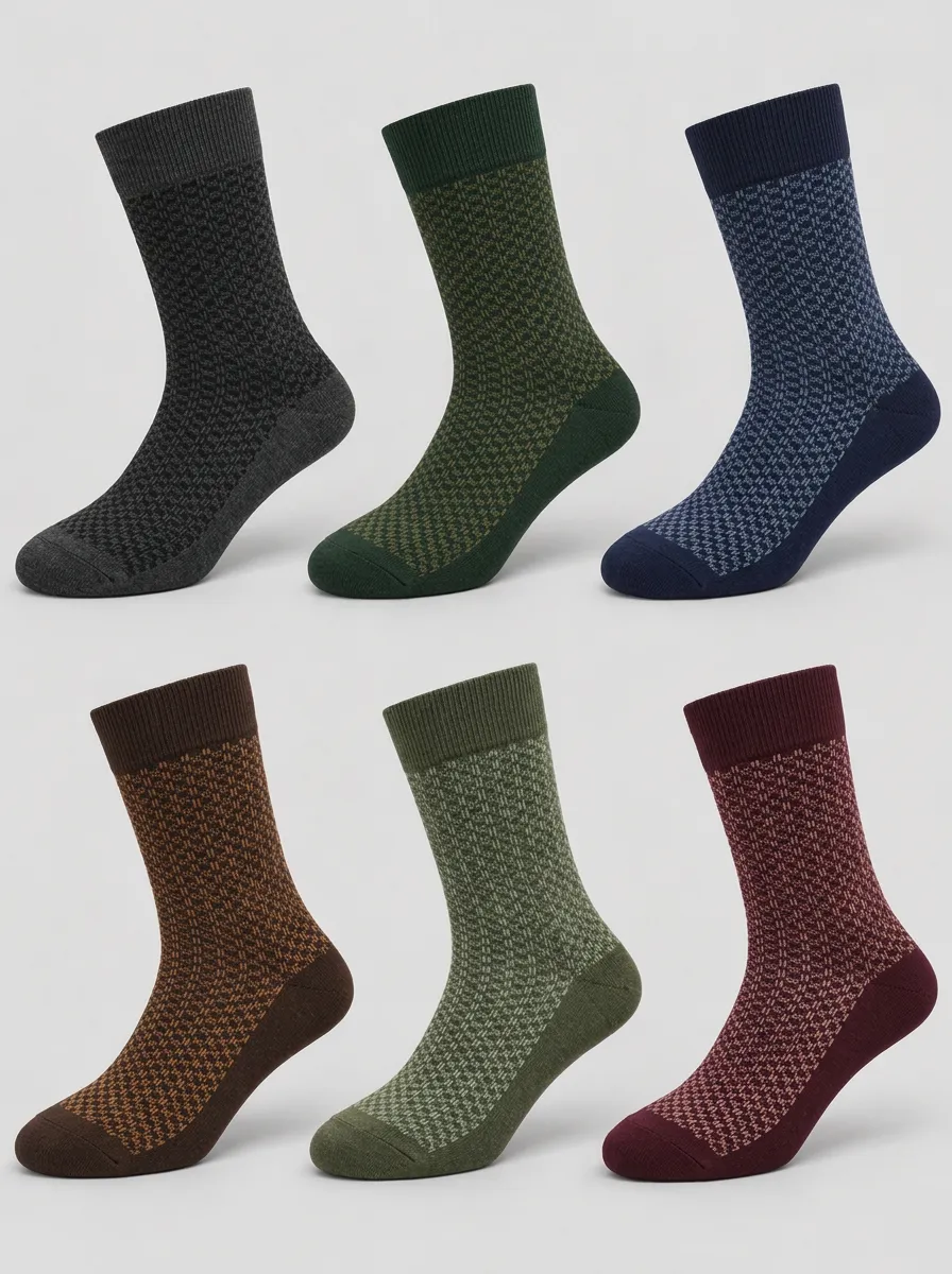 Men's Multicolor Geometric Pattern Crew Socks Multi-Pack