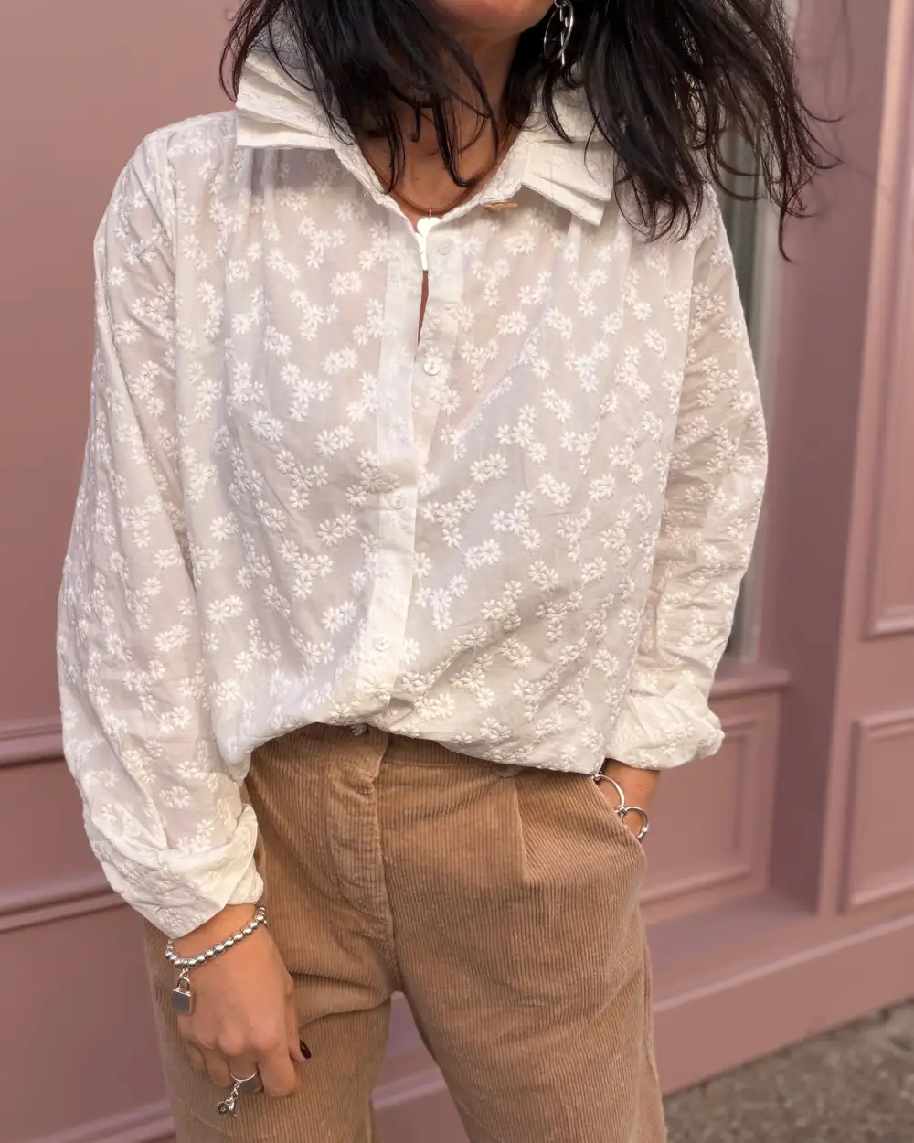 Cotton Embroidered Relaxed-Fit Blouse