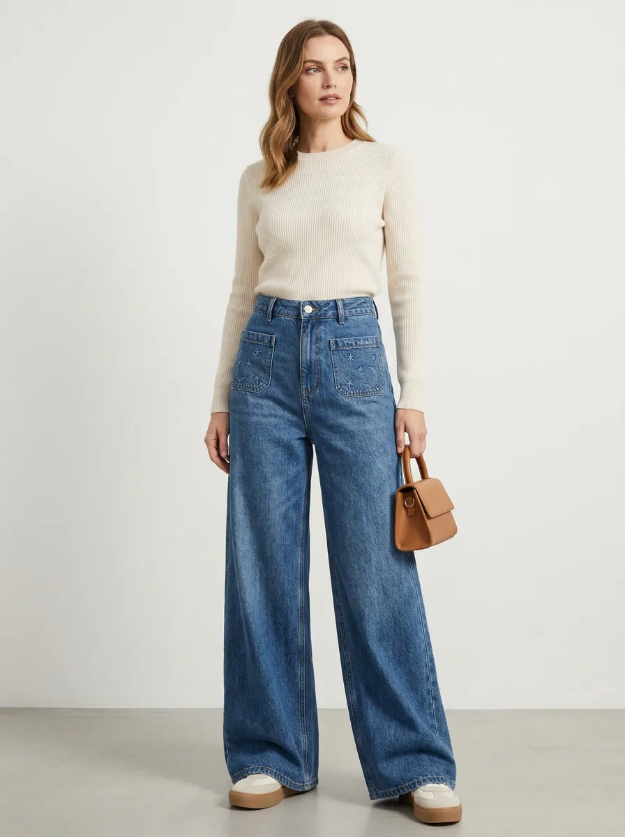 Women's Wide Leg Casual Denim Jeans
