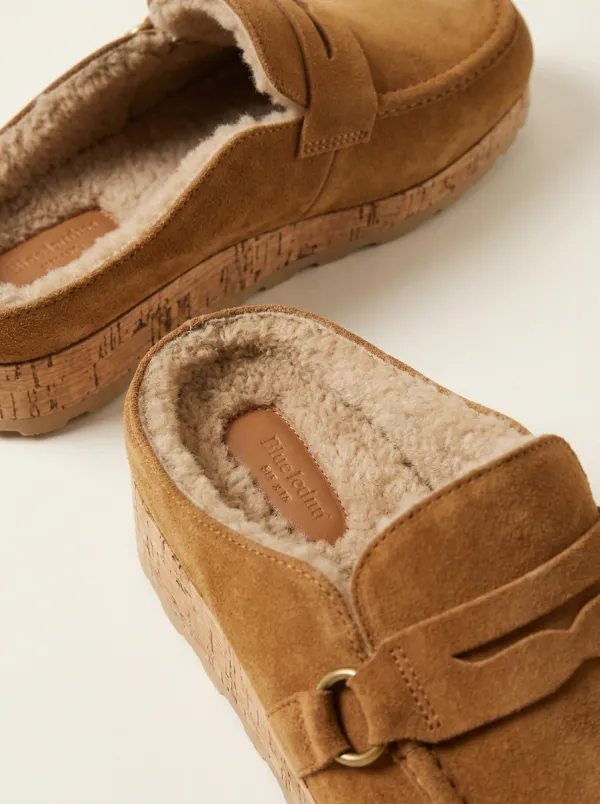 Women's Rugged Platform Casual Suede Wood Sole Loafers