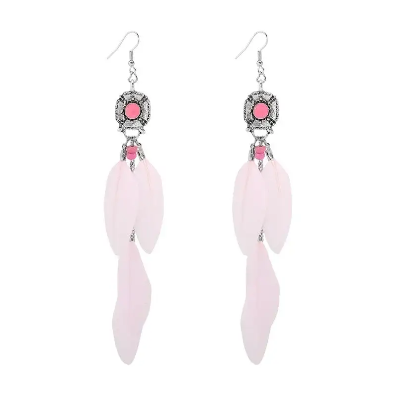 Feather Fringe Drop Earrings