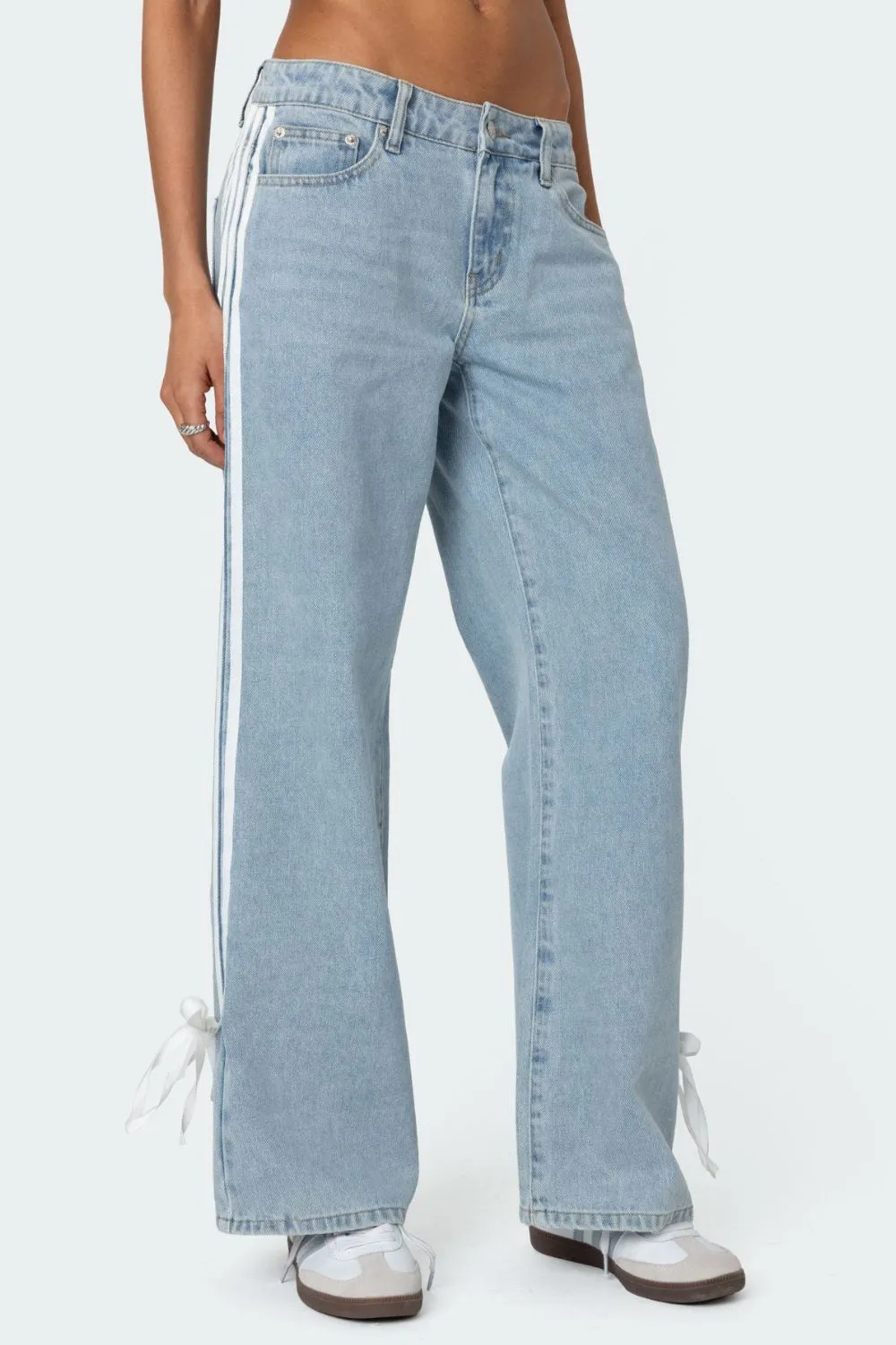 Side Striped Loose Fit Denim Jeans