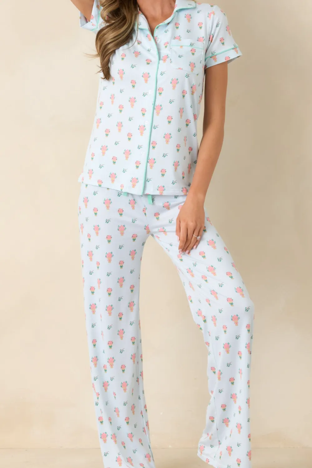 Mint Multicolor Floral Pajama Pants