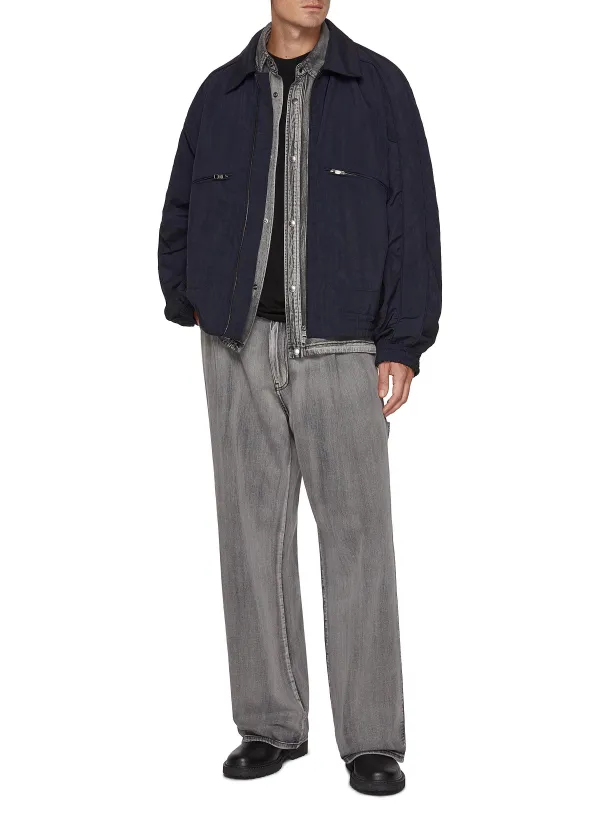 Simple Straight-Cut Comfort Grey Cottom Jeans