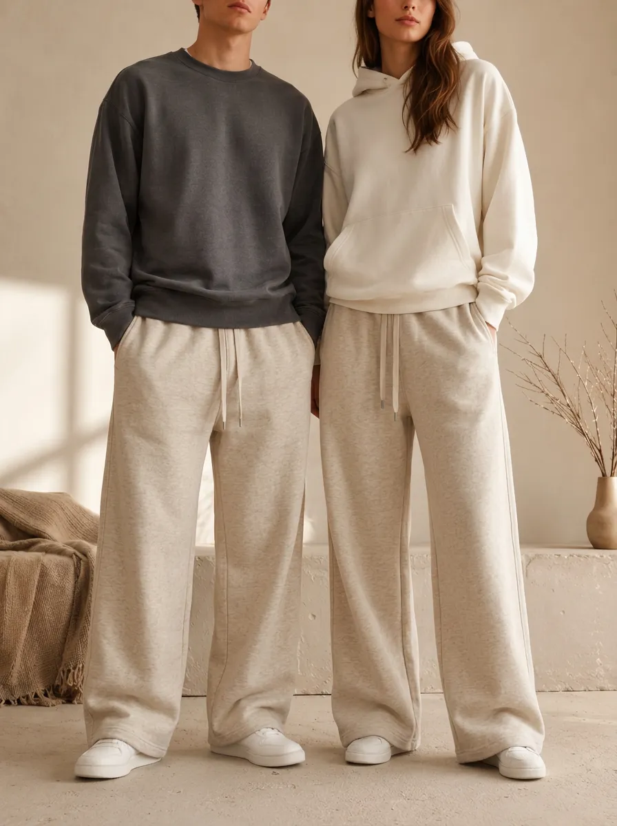 Unisex Streamlined Graphic Wide-Leg Sweatpants