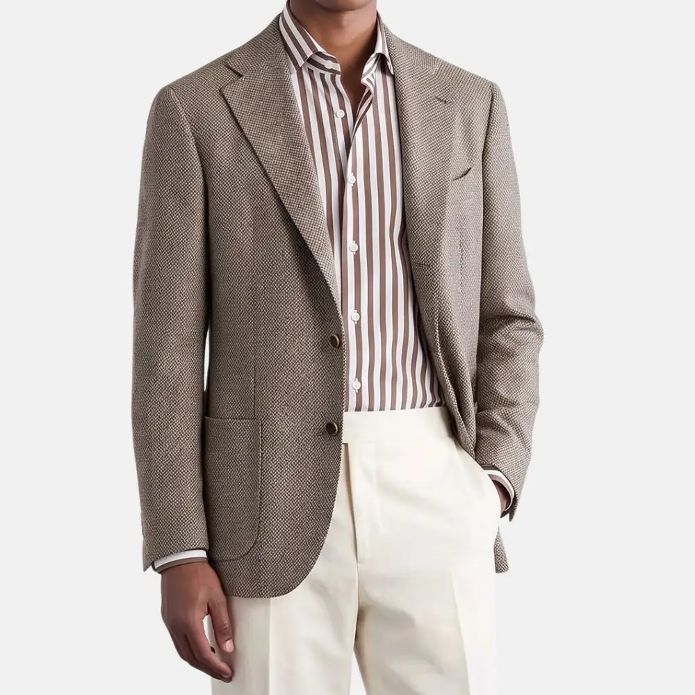 Patterned Cashmere Silk Blazer Jacket