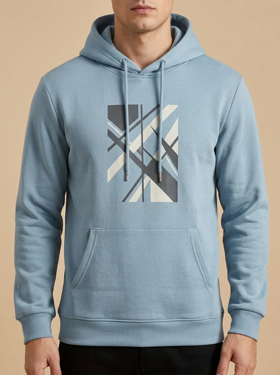 Men's Minimalist Geometric Abstract Print Hoodie