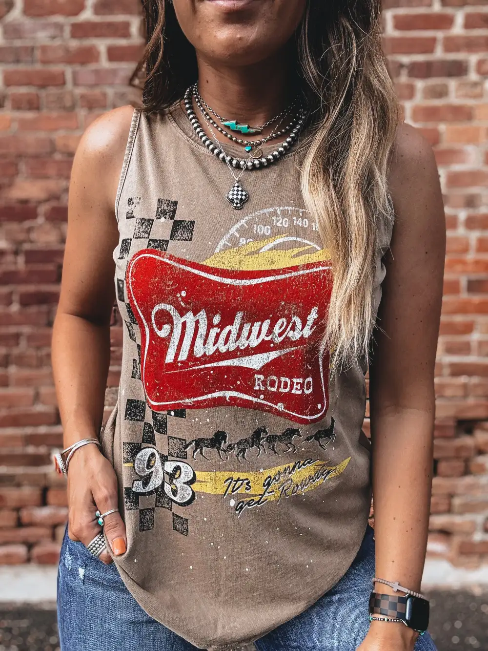 Layered Western Graphic Tank Top