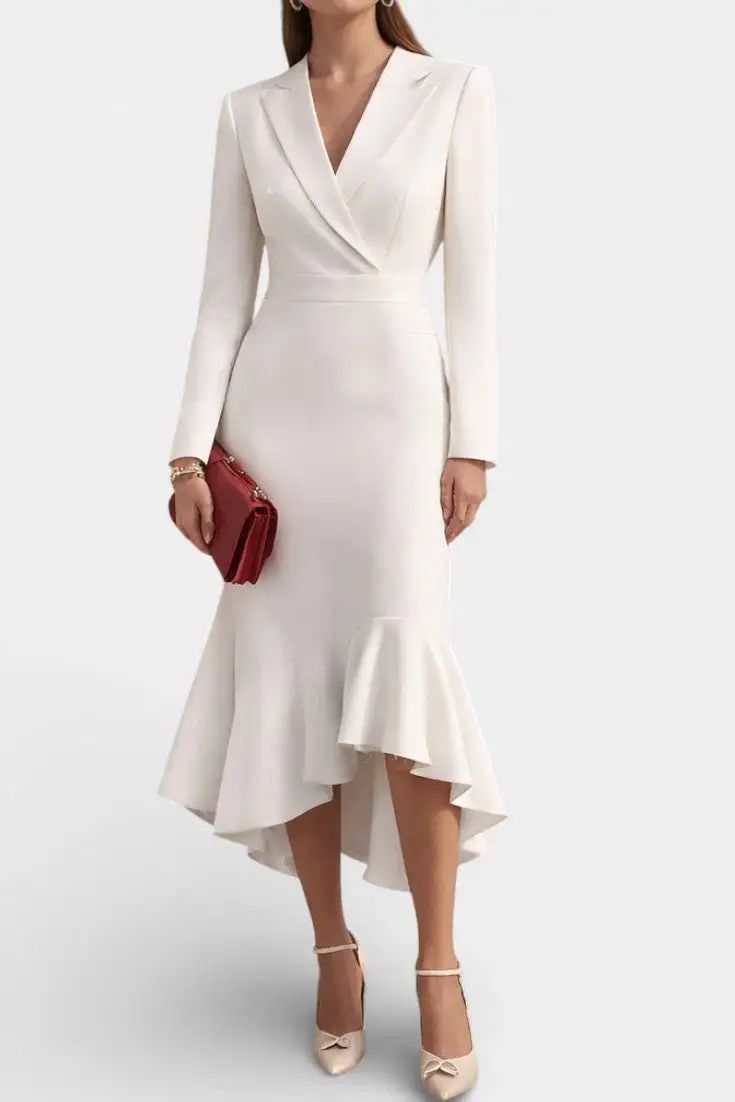 Tailored Ruffled Midi Dress