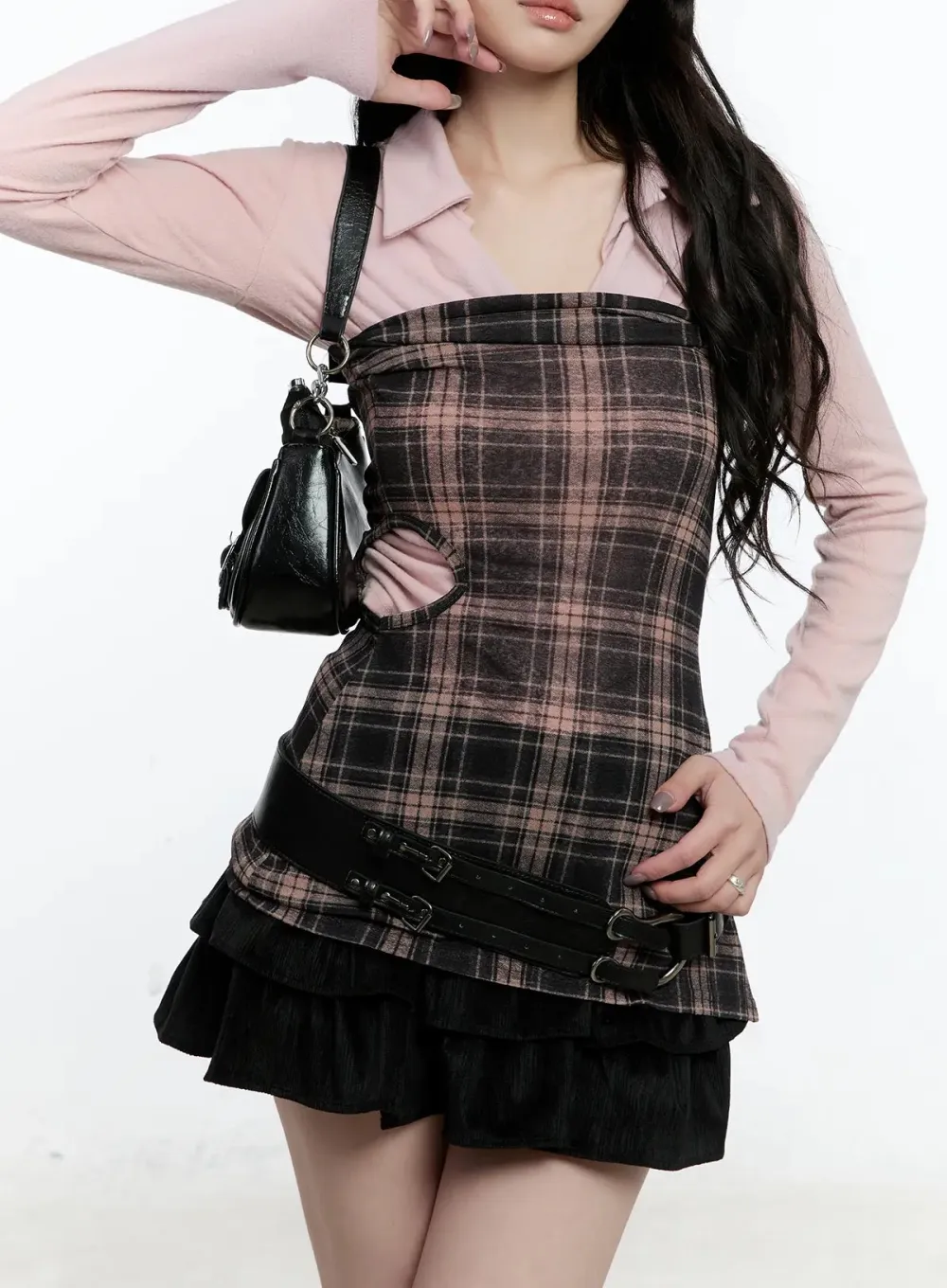 Plaid Tube Slit Top