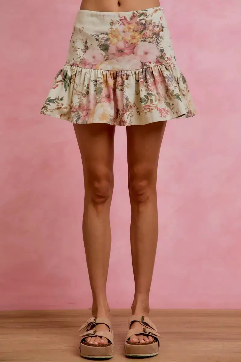 Floral Print Fit Flare Skirt