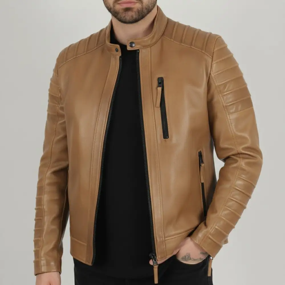 Lambskin Biker Motorcycle Quilted Jacket