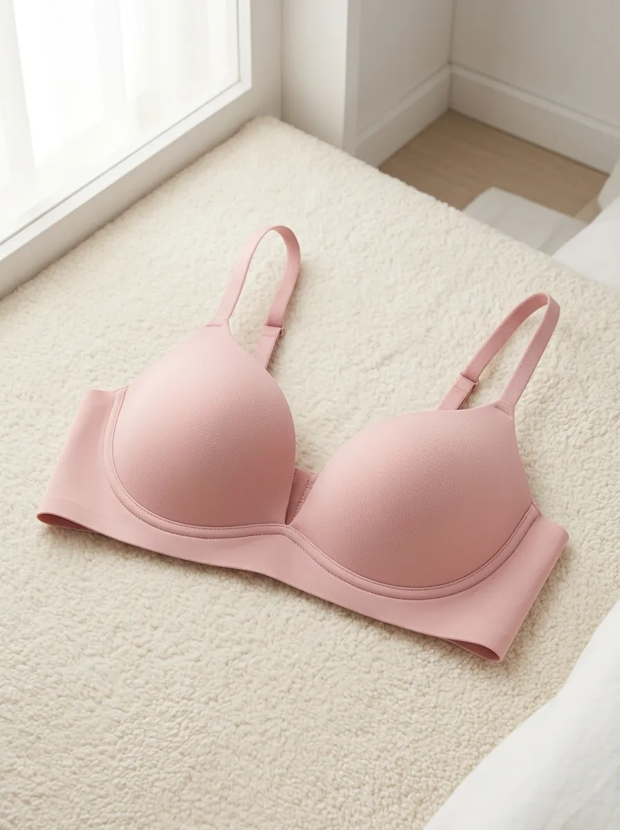 Women's Minimalist Solid Pink Seamless Padded Bra