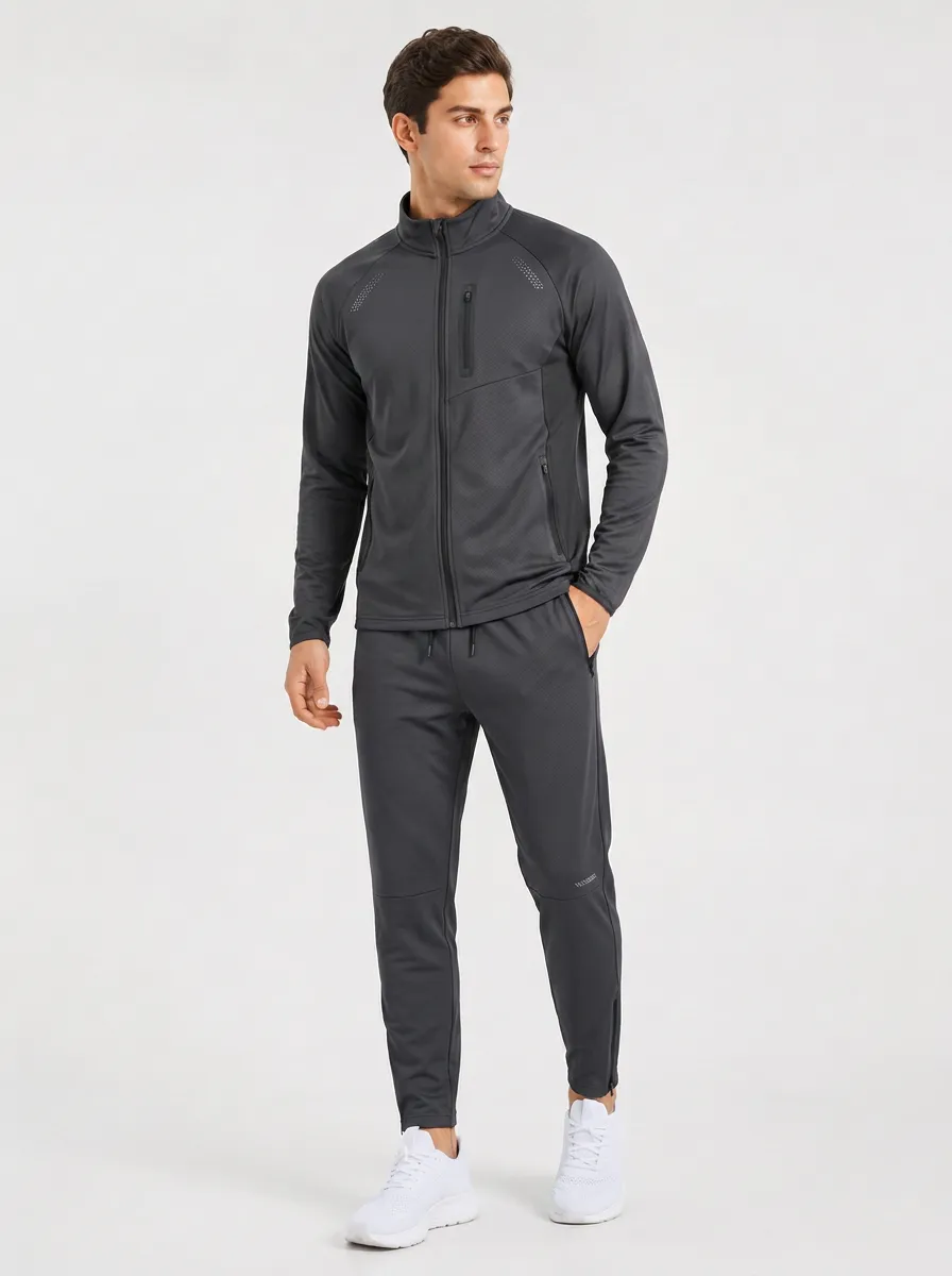 Men's Textured Printed Sports Set