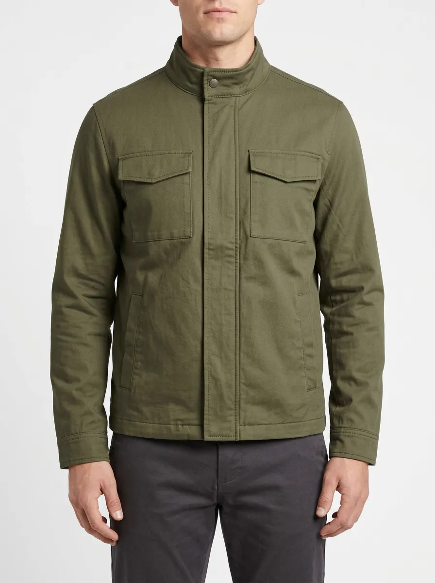 Men's Military Style Olive Green Utility Field Jacket