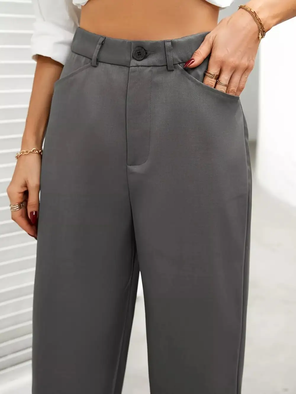 Polished High Waist Wide Leg Pants