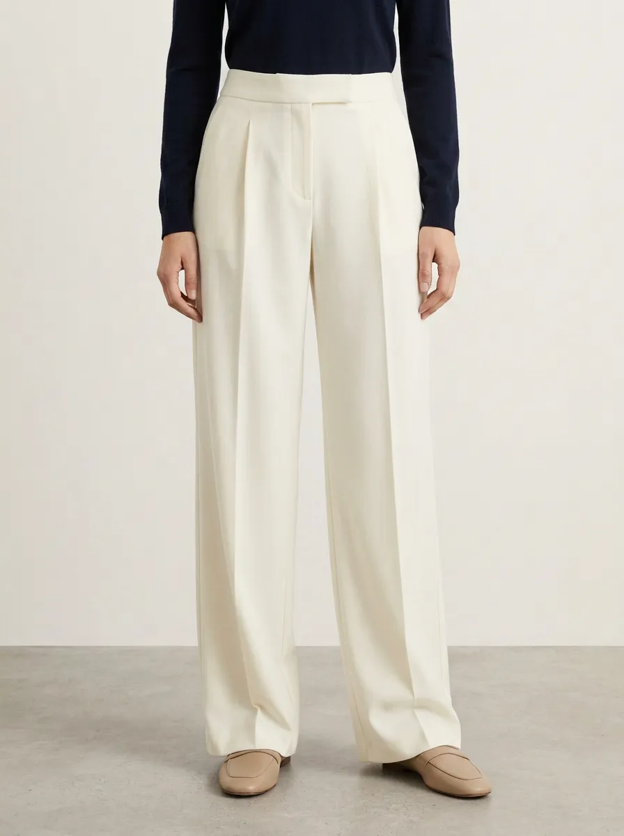 Classic Profile Pleated Wide-Leg Trousers