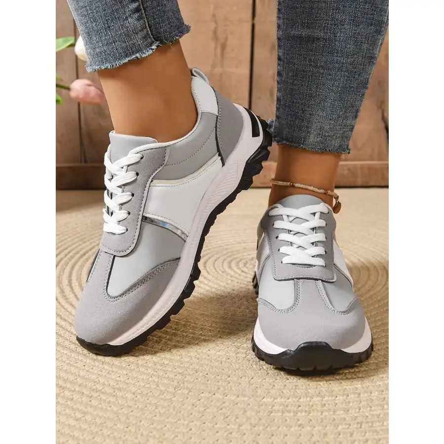 Contrast Lace Up Sneakers Shoes
