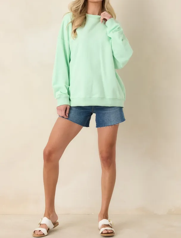 Mint Green Graphic Crewneck Sweatshirt