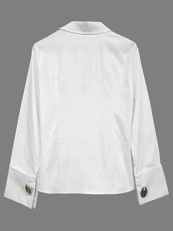 Women's Buttoned Lapel-Collar Relaxed Blouse