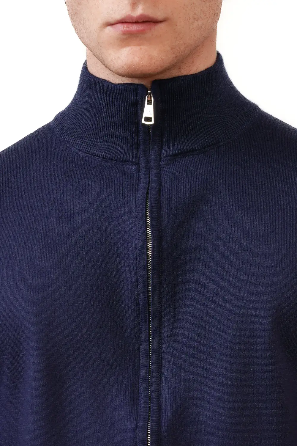 Classic Regular Fit Full Zip Viscose Knit Vest