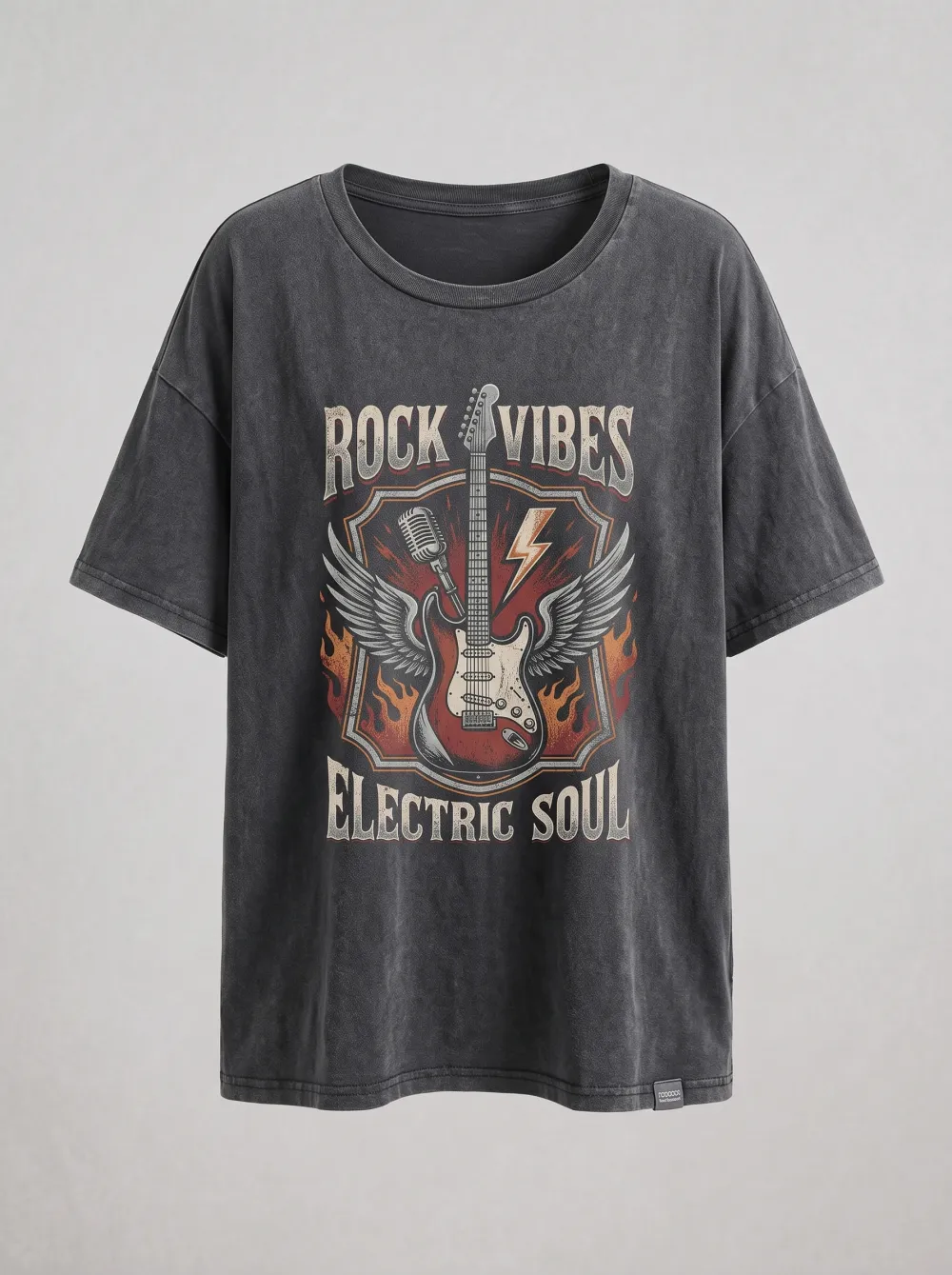 Unisex Rock Music Lover Winged Guitar Printed T-shirt