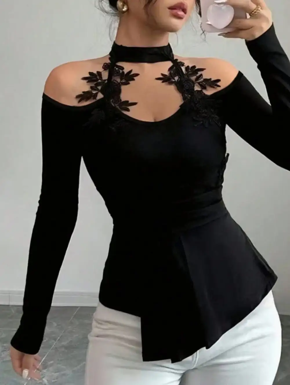 Cutout Off Shoulder Slim Fit Top