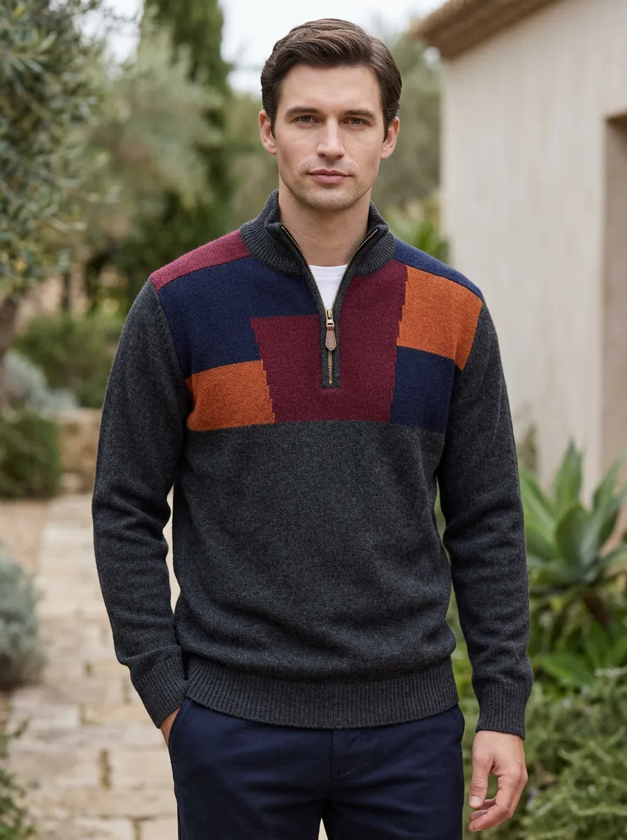 Half-Zip Colorblock Men's Half-Zip Sweatshirt