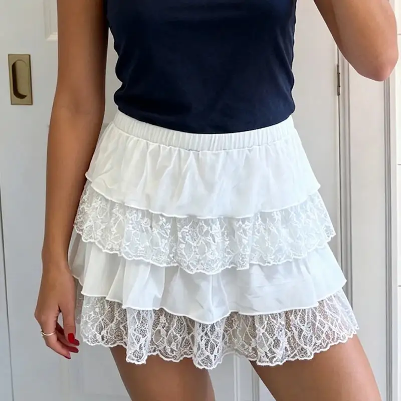 Mini Lace Tiered A-Line Skirt