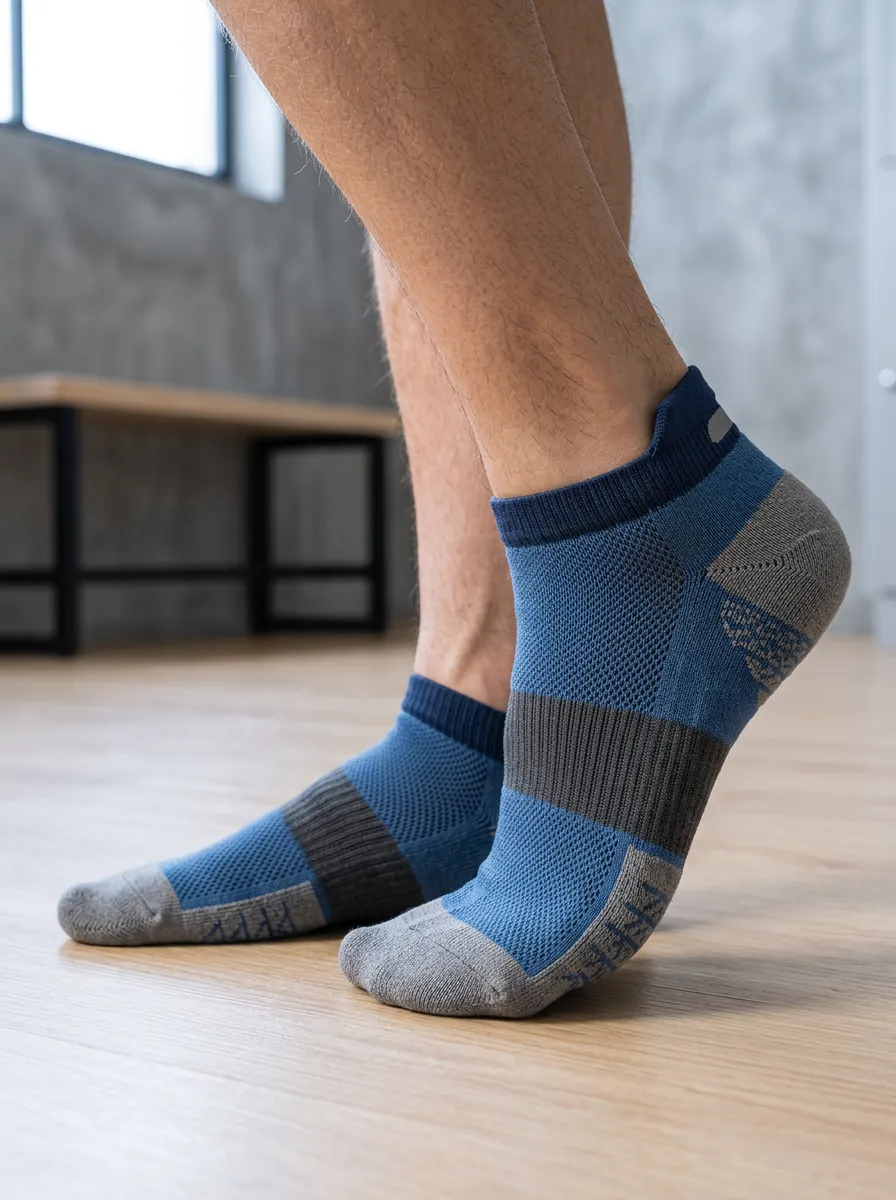 Men's Athletic Sports Blue Grey Colorblock Printed Socks