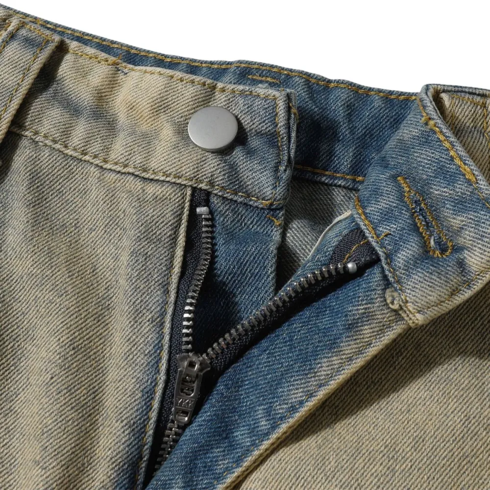 Relaxed Barrel Leg Washed Denim Jeans