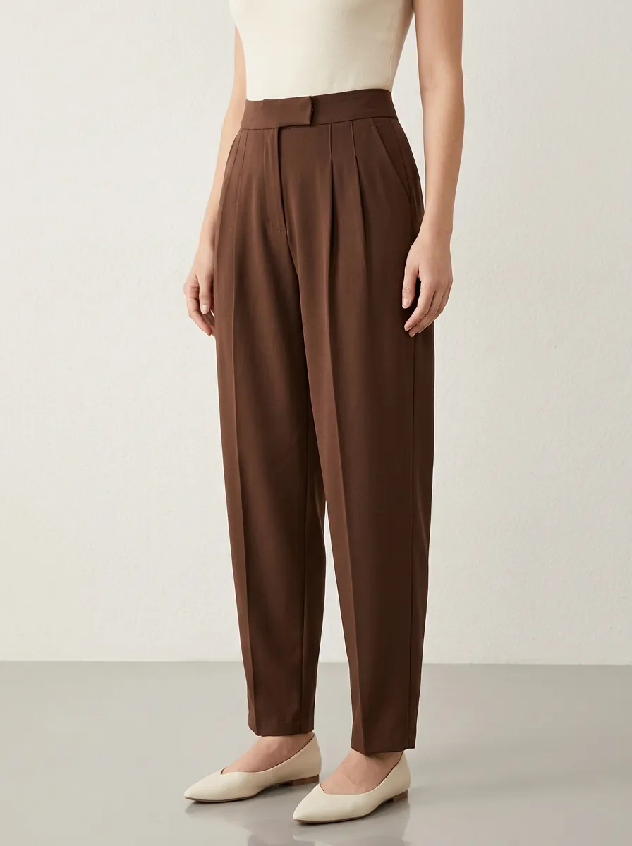 Women's Double-Pleat Tapered Trousers