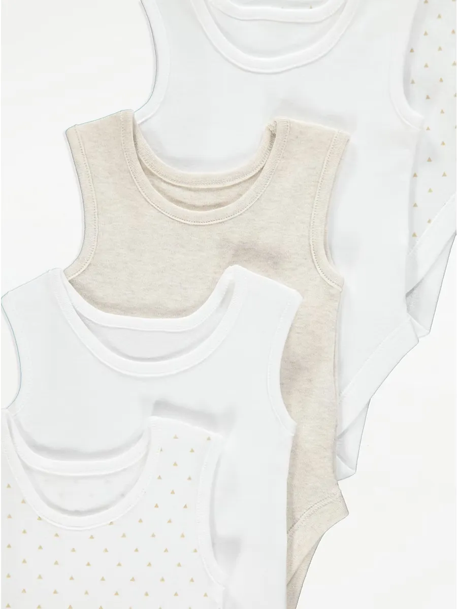 Neutral Sleeveless Bodysuits 5 Pack