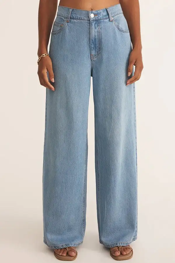 Light Wash Soft Wide Leg Denim Pants