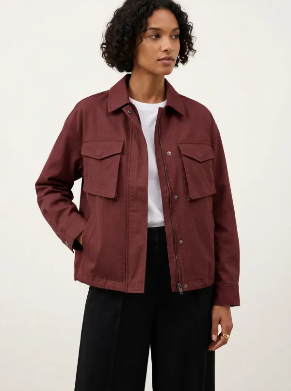 Women's Casual Utility Sage Green Pocketed Cotton Jacket