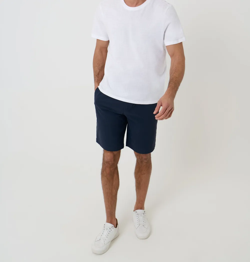 Men's Navy Regular-Fit Elastic-Waist Stretch Chino Shorts