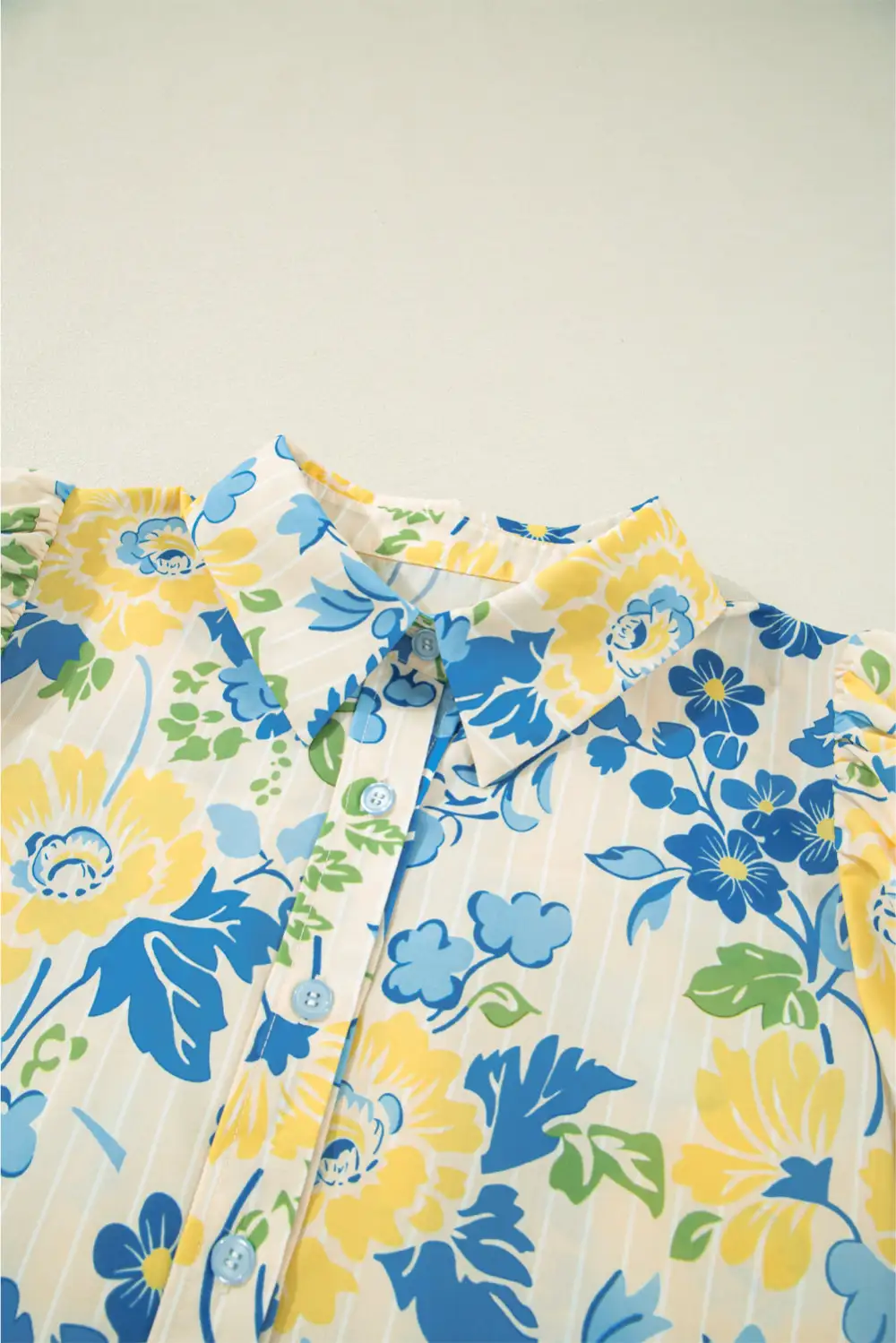 Everyday Striped Floral Puff Sleeve Blouse