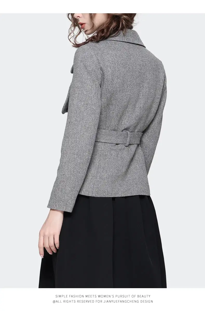 Modern Notched Collar Woolen Blazer