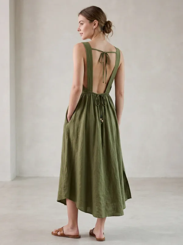 Women's Casual Tie-Strap Midi Backless Dress