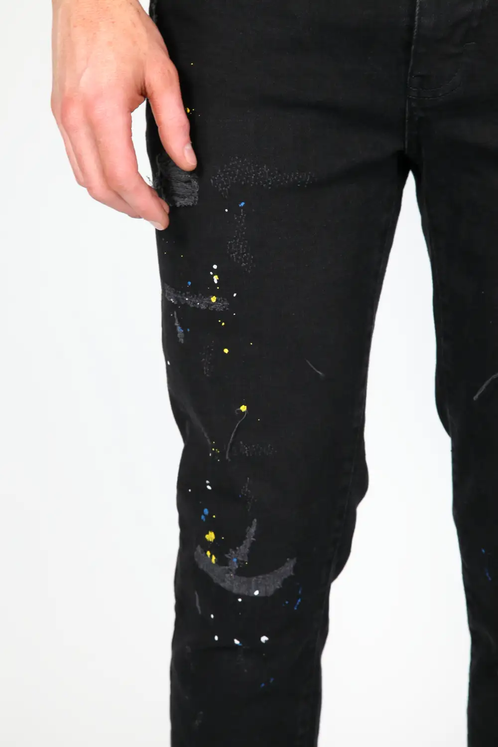 Paint Detail Smart Fit Distressed Ripped Jeans