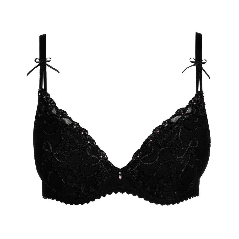 Women's Push-Up Underwire Molded Padded Mesh Sheer Detail Rounded Shape Bra